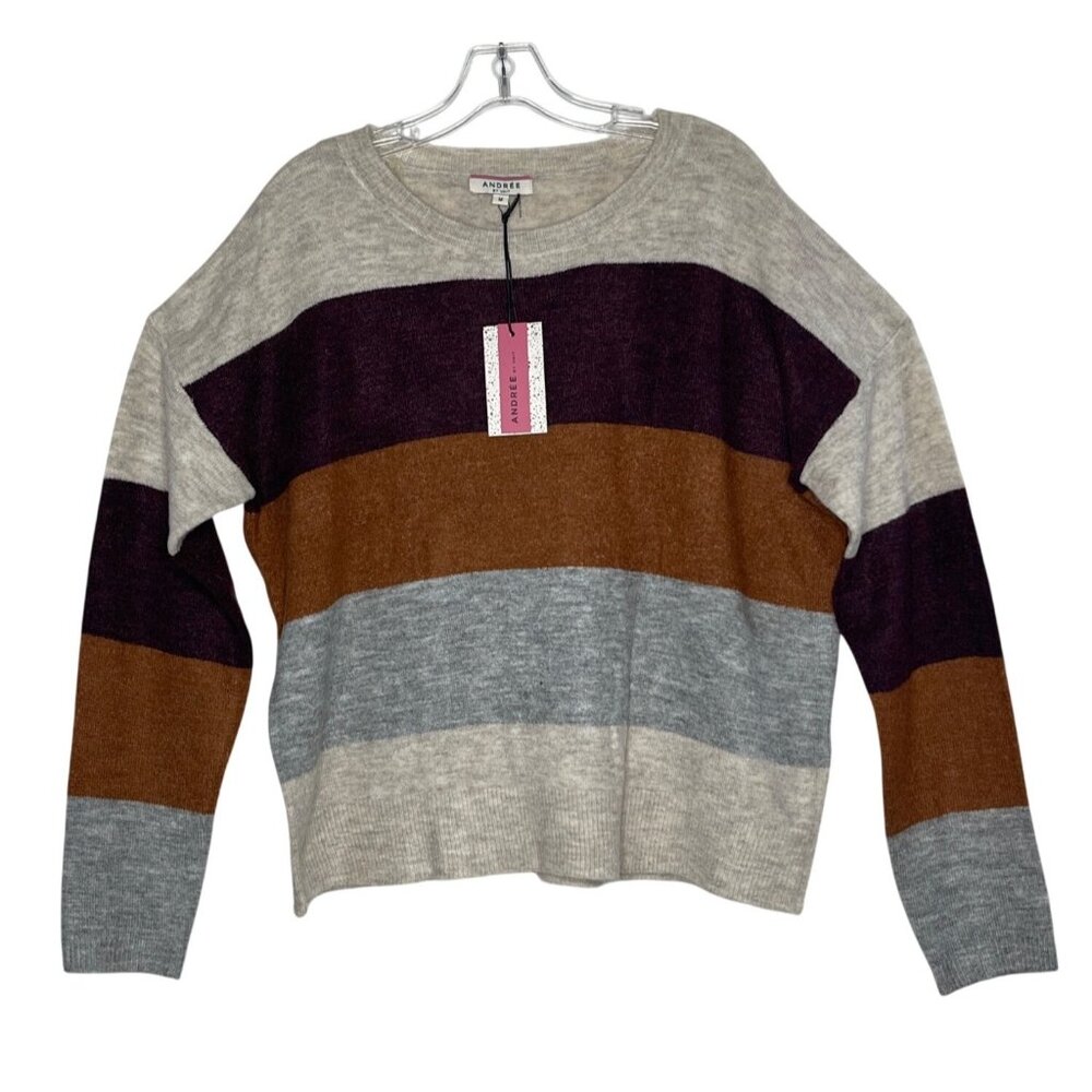Casual Relaxed Style Striped Color Block Sweater Andree By Unit Women's Size M